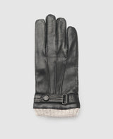 Lederhandschuhe mit Bund - Schwarz
